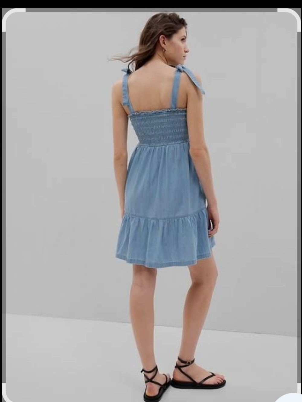Gap 100% Organic Cotton Tie-Shoulder Smocked Mini Dress